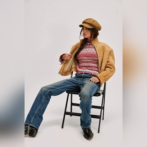 Free People Red and White Patterned Sweater - Picture 2 of 4